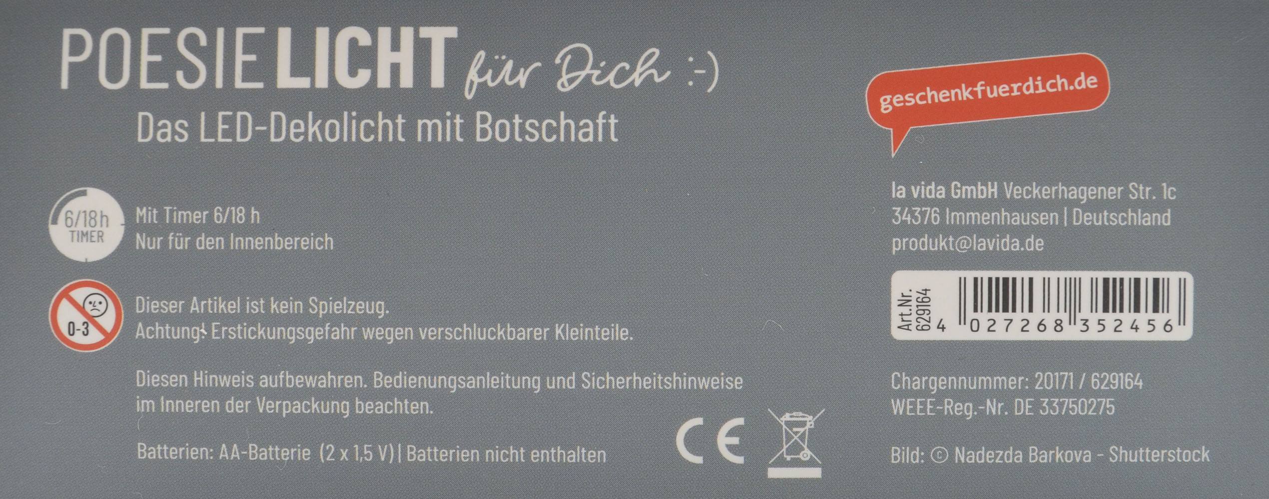 LED-Laterne Poesielicht Zwerg zum Stehen oder Hängen mit Timer 16x13,x5 cm 