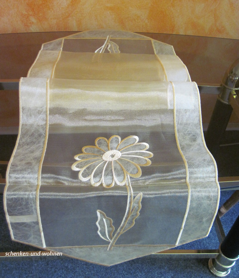 Plauener Spitze-Tischläufer gelb ca. 32,5 x 145 cm
