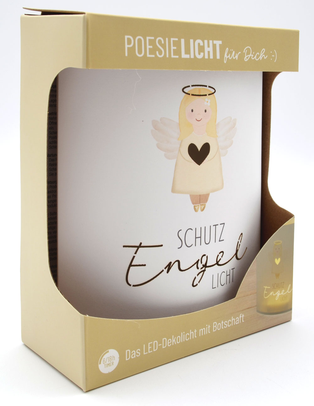 LED-Laterne Poesielicht Schutzengel zum Stehen oder Hängen mit Timer 16x13,x5 cm 
