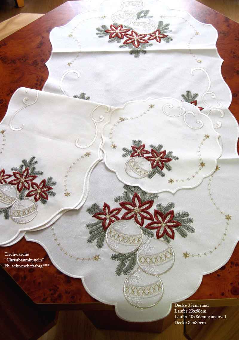 Tischläufer Christbaumkugeln Fb.sekt-mehrfarbig ca.23 x 68 cm