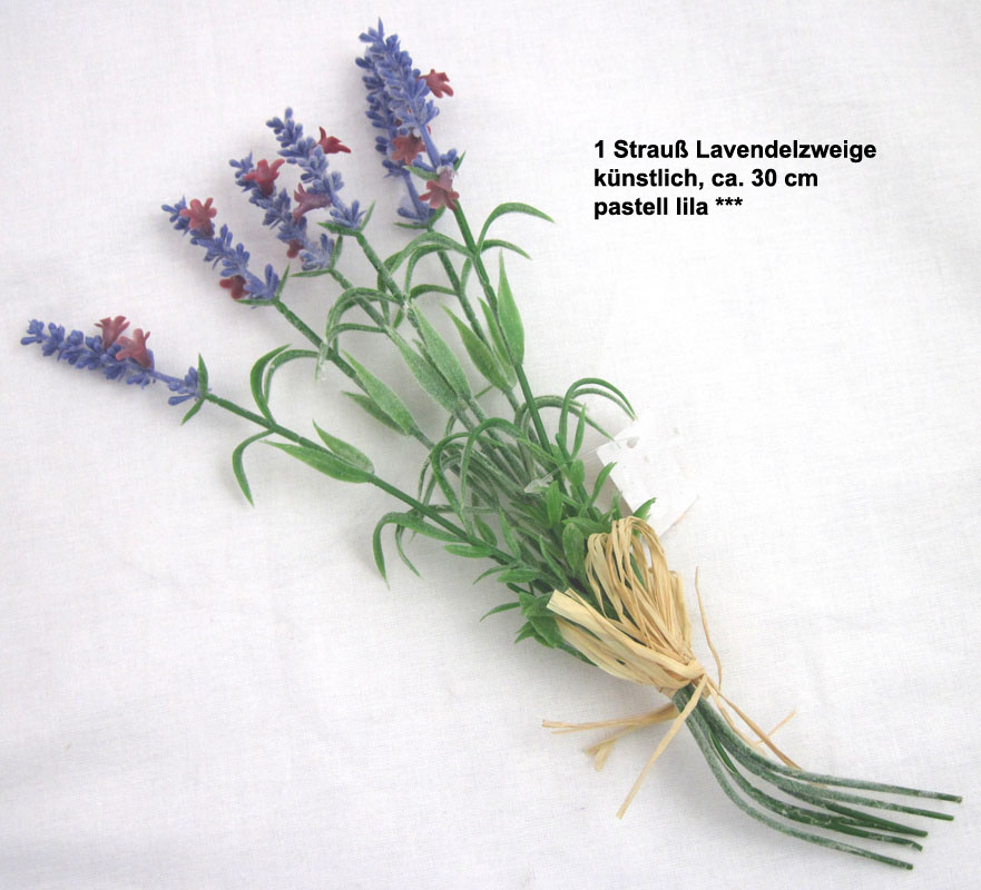 1 Strauß Lavendelzweige, künstlich, pastell lila ca. 30 cm
