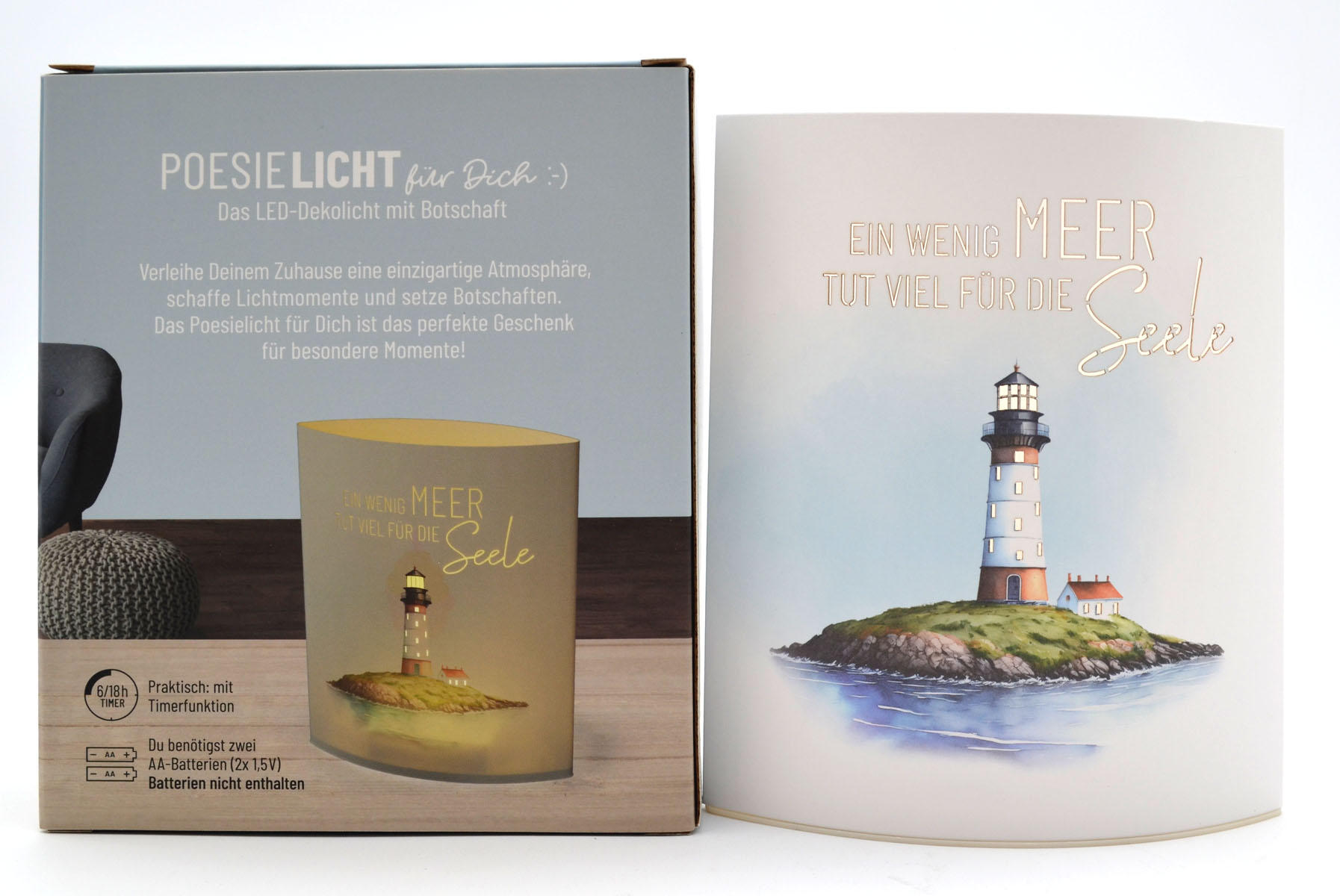 LED-Laterne Poesielicht "Leuchtturm" zum Stehen oder Hängen mit Timer 16x13,x5 cm