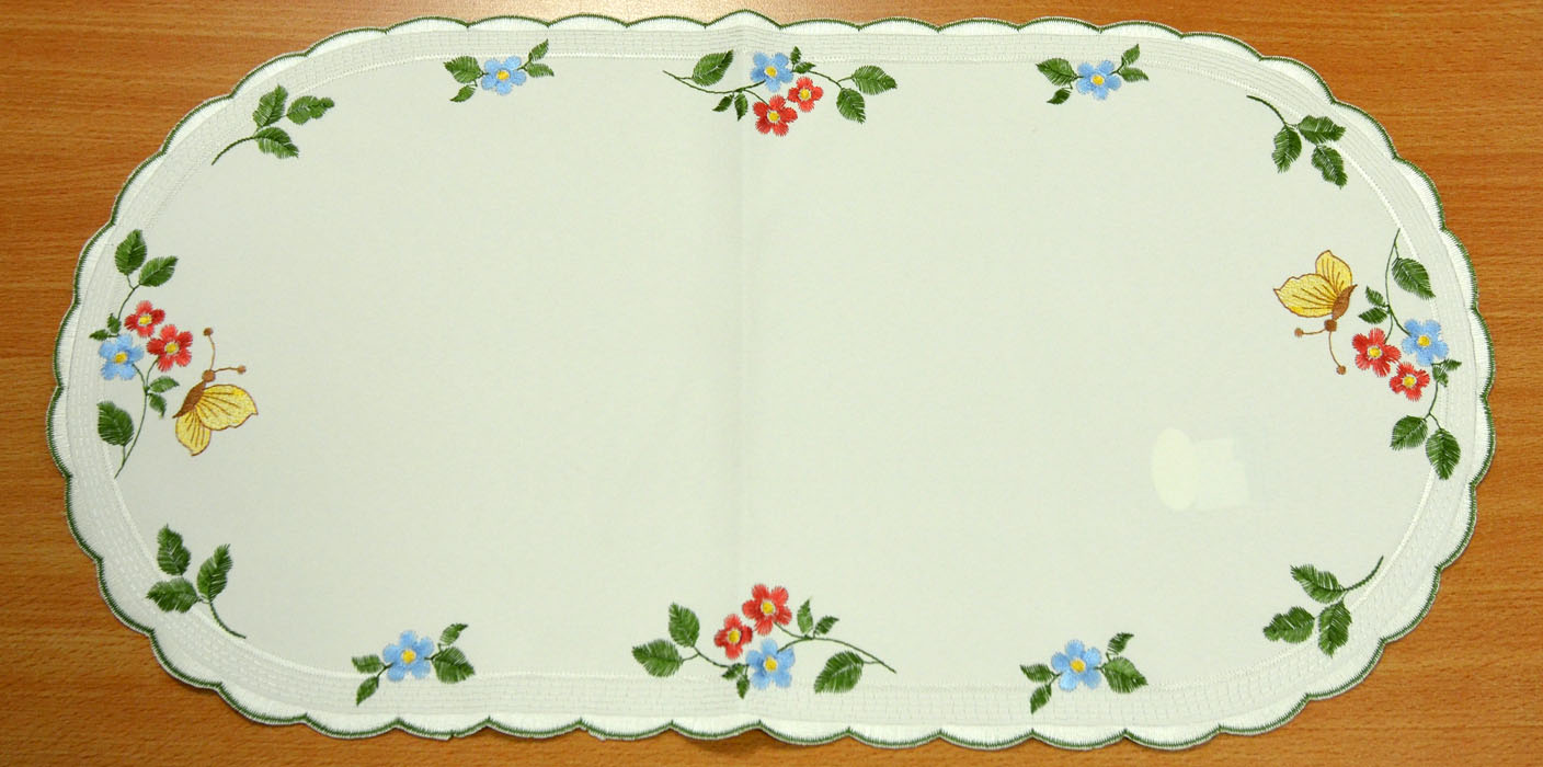 1319_l_ufer_28x50 Tischläufer Blütenkreis ca. 28 x 56 cm oval, Satin sekt