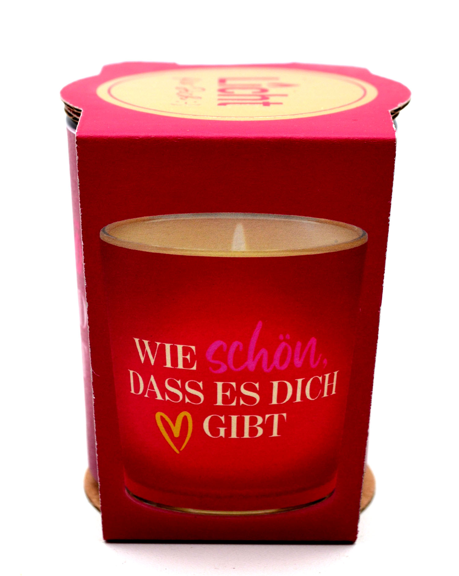 Windlicht inkl. Teelicht mit Spruch "Wie schön, dass es Dich gibt"