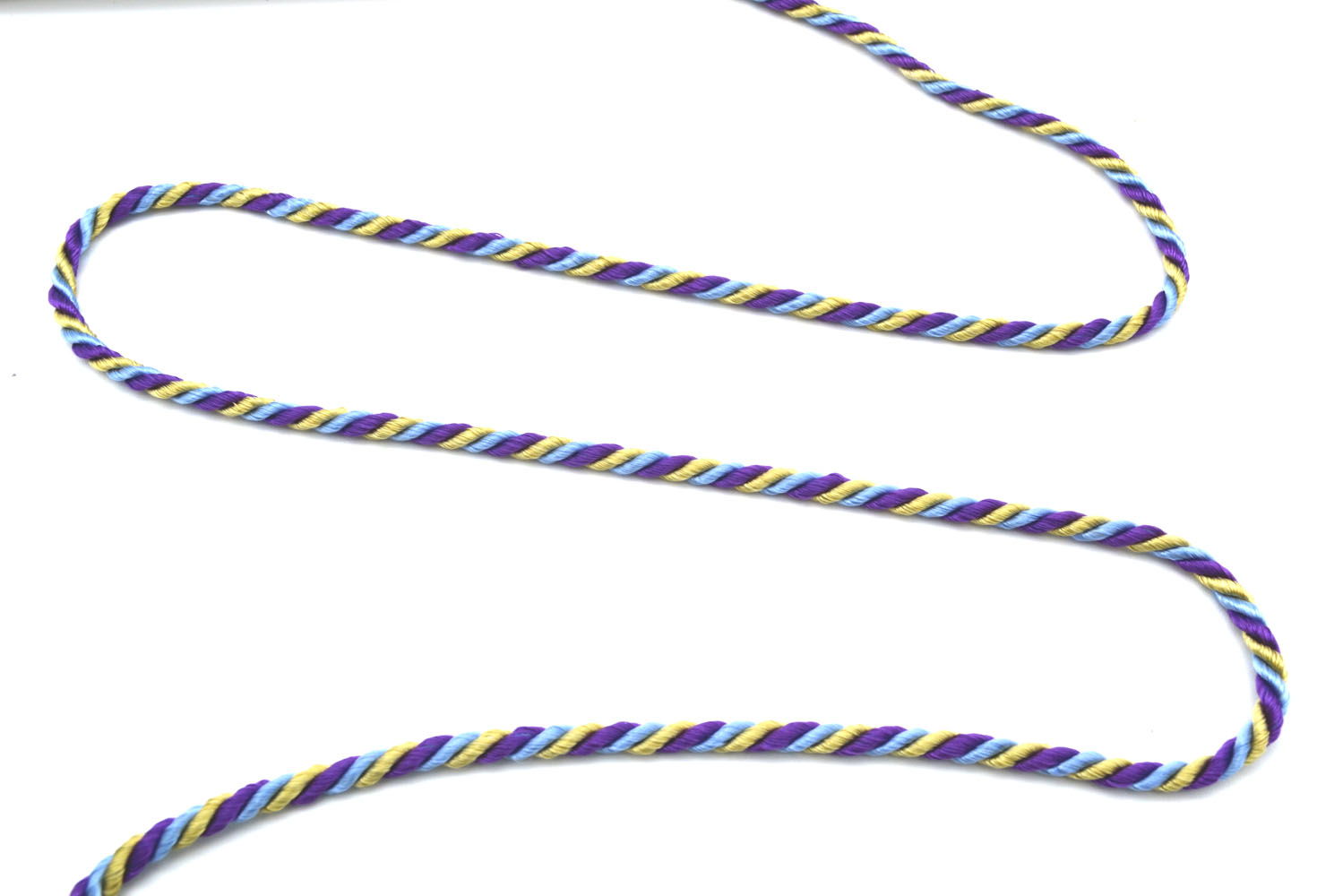3 m Kordel gedreht 4 mm 3farbig lila-hellblau-goldocker