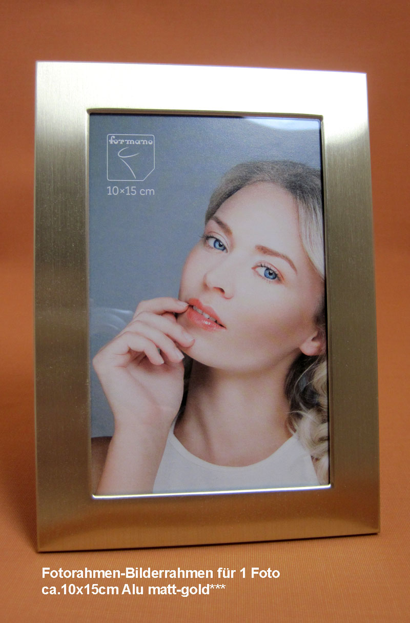 Fotorahmen Bilderrahmen für Fotos ca.10x15 cm Alu matt-gold