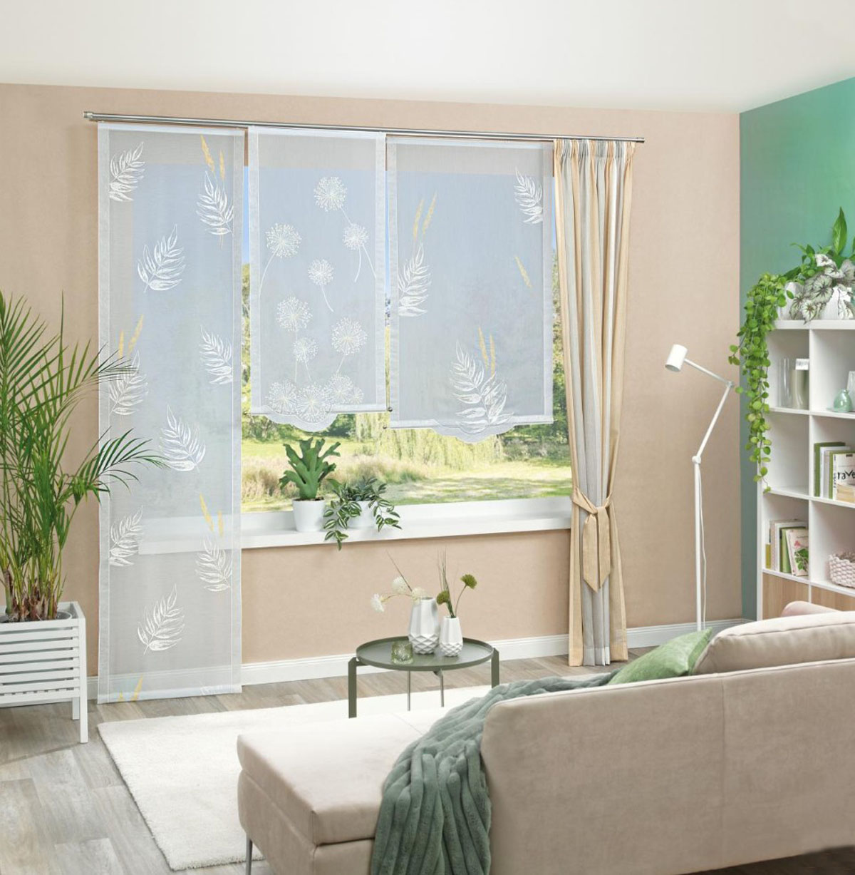 Fensterbehang "Rimini" bestickt Fb.03 Gold 80 x 140 cm BxH mittig 