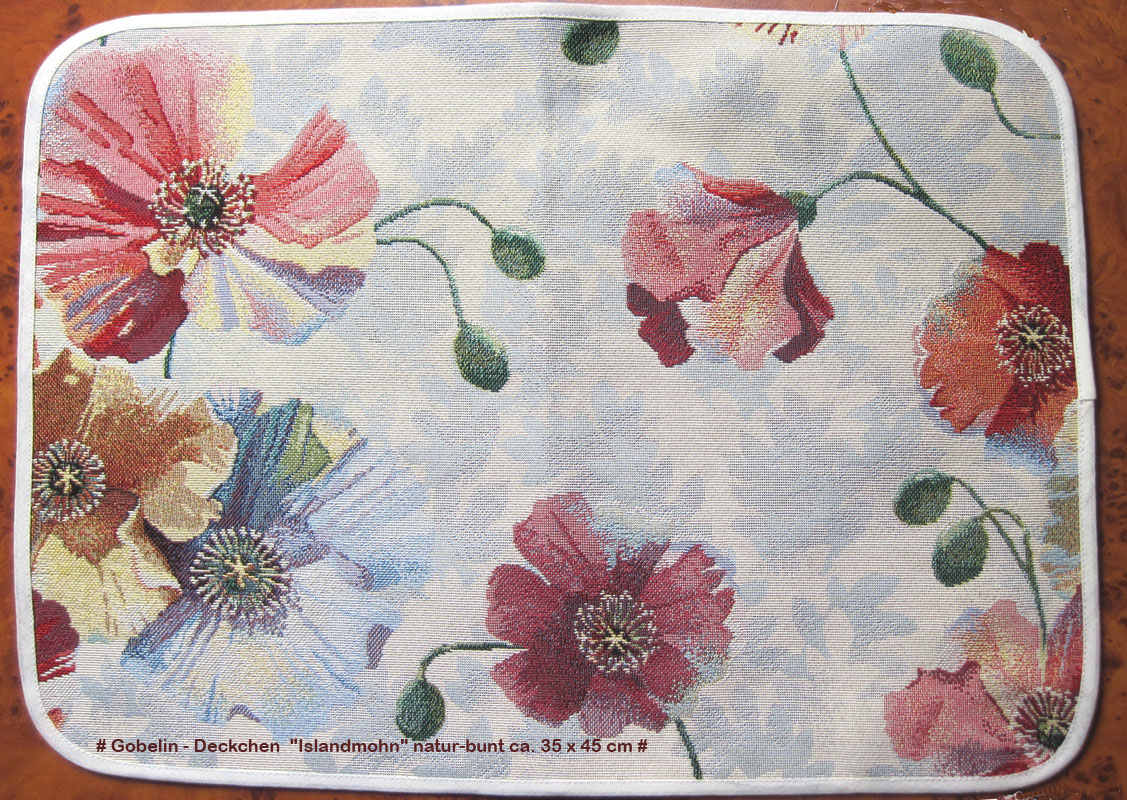Gobelin - Deckchen "Islandmohn" natur-bunt ca. 35 x 45 cm