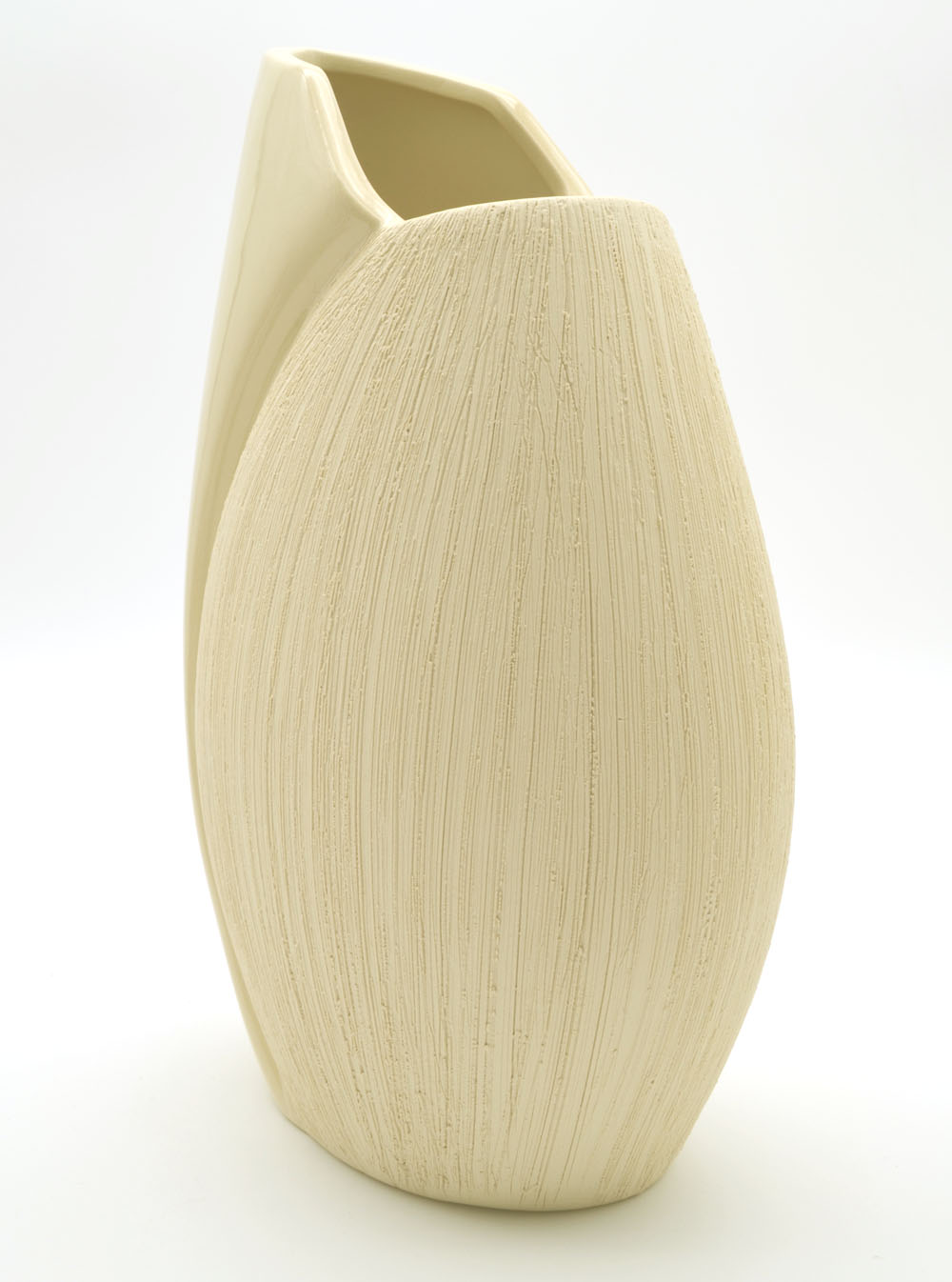 Keramik Vase sandgelb glasiert-matt 26x17x11 cm (HxBxT)