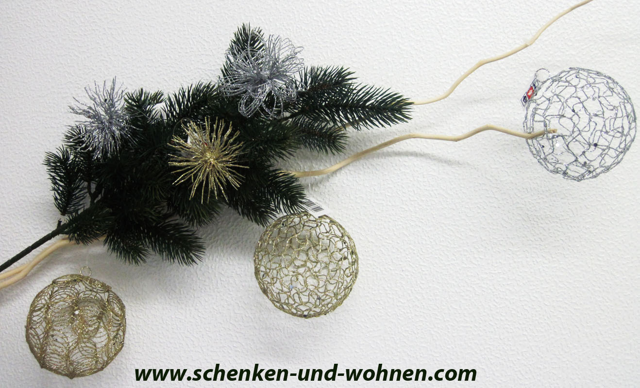 Drahtball, Drahtkugel - Spiralmuster, Champagne ca. 8 cm Durchmesser