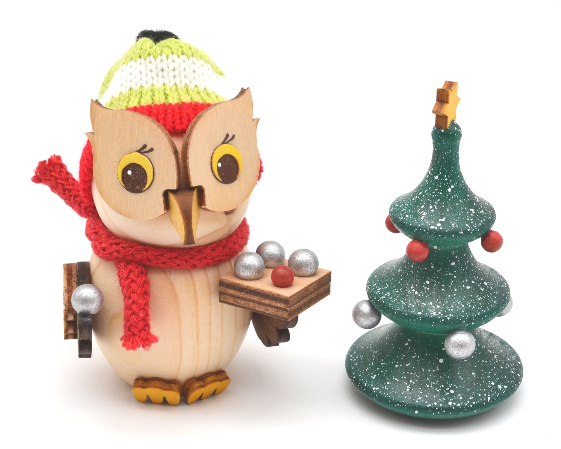 Mini-Eule mit Weihnachtsbaum ca. 7 cm 