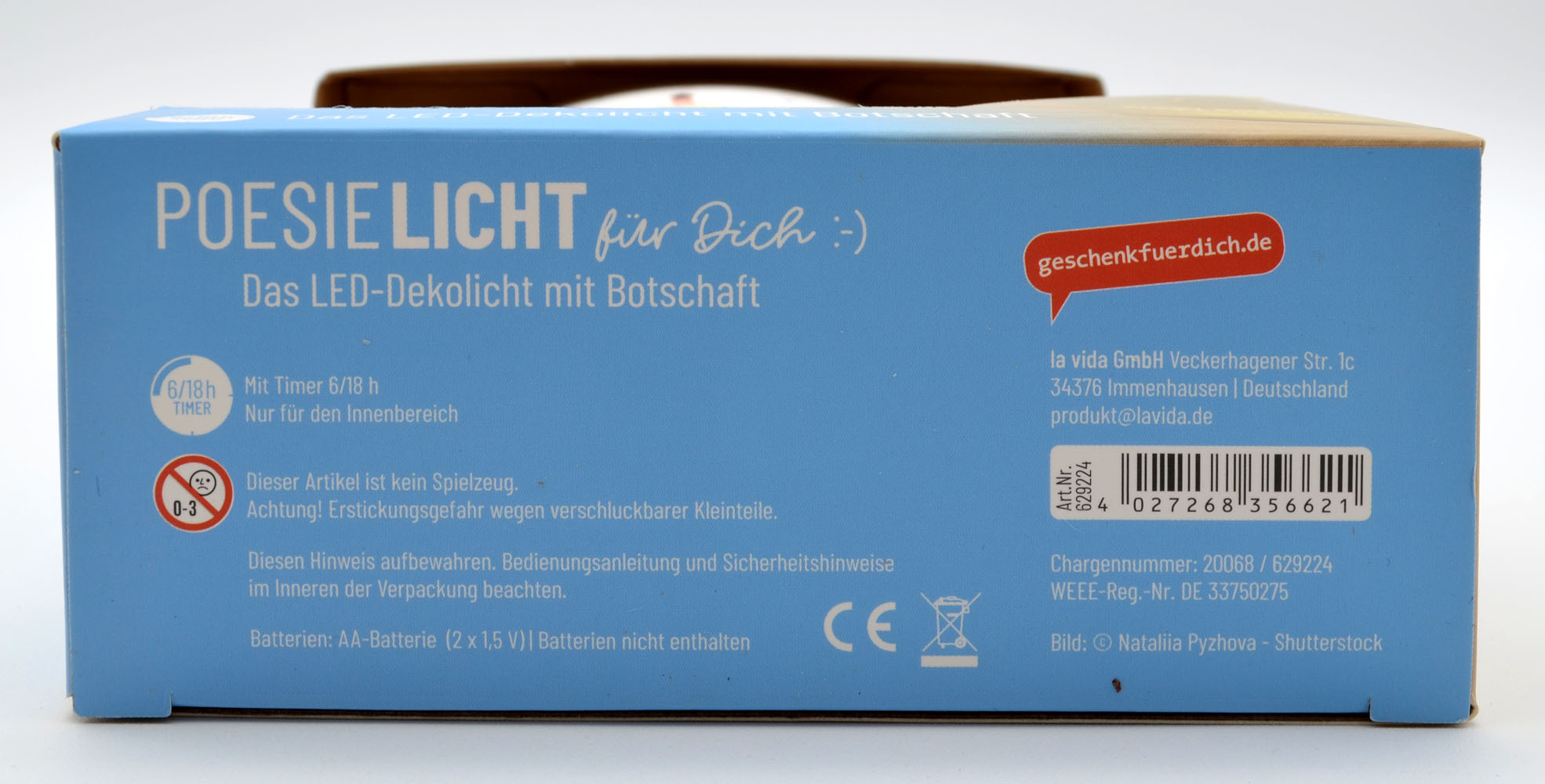 LED-Laterne Poesielicht Happy Birthday zum Stehen oder Hängen mit Timer 16x13,x5 cm