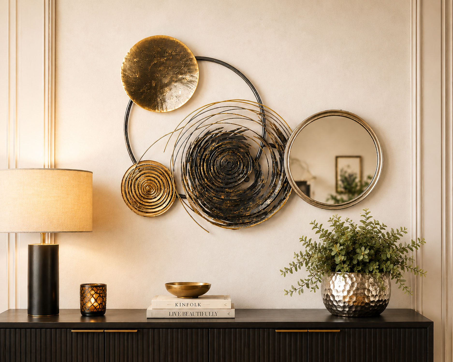Wandrelief "Banks" Metall braun-gold-silber 83x58x8 cm (BxHxT)