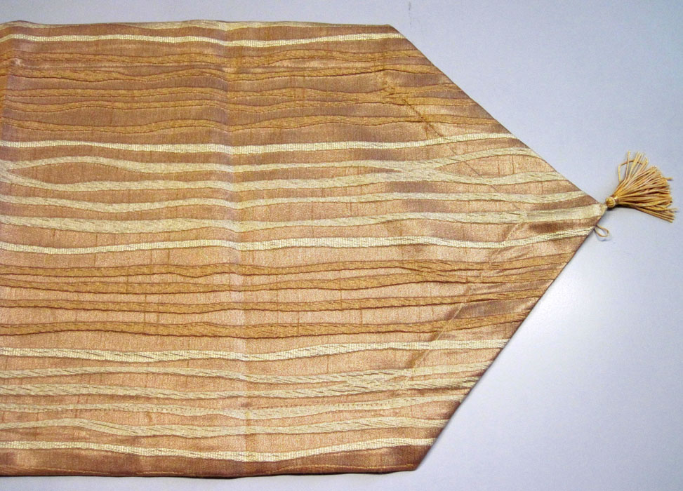 Tischläufer Streifen kupferfarben-Gold, ca. 38 x 100 cm mit Quaste