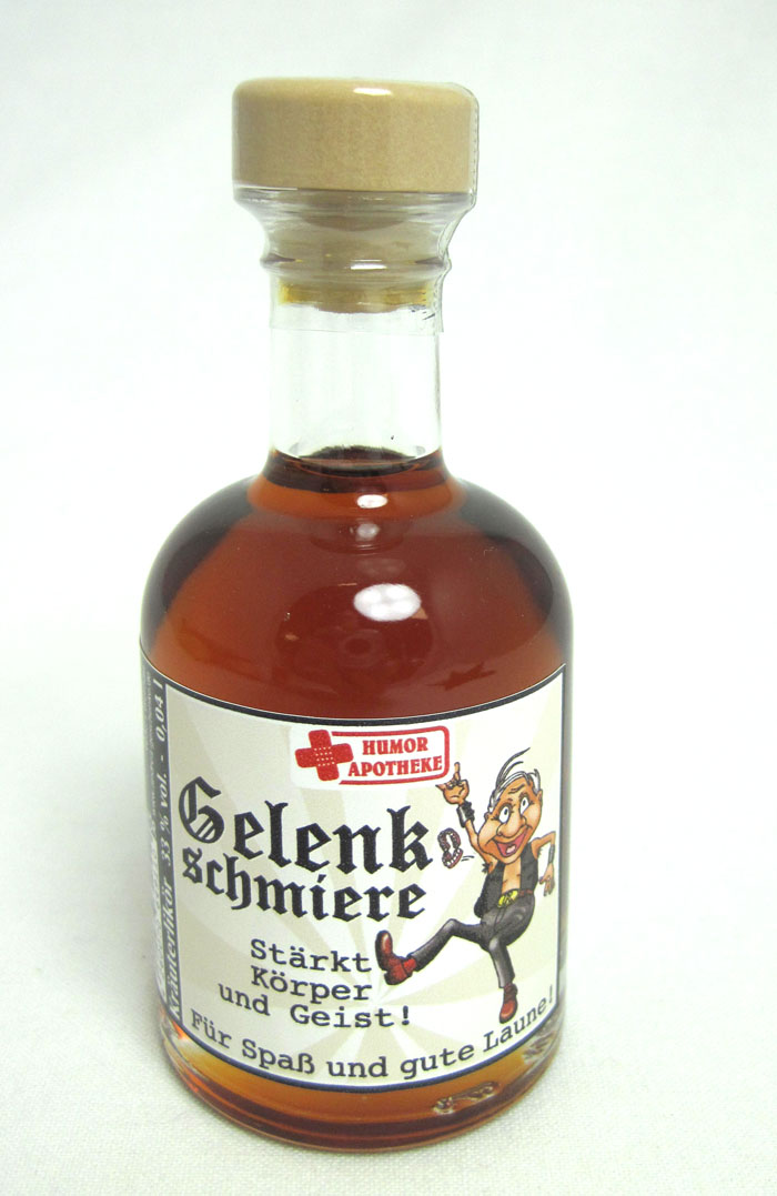 Mini Kräuterlikör in Glasflasche "Gelenkschmiere Rocker", 0,04 l