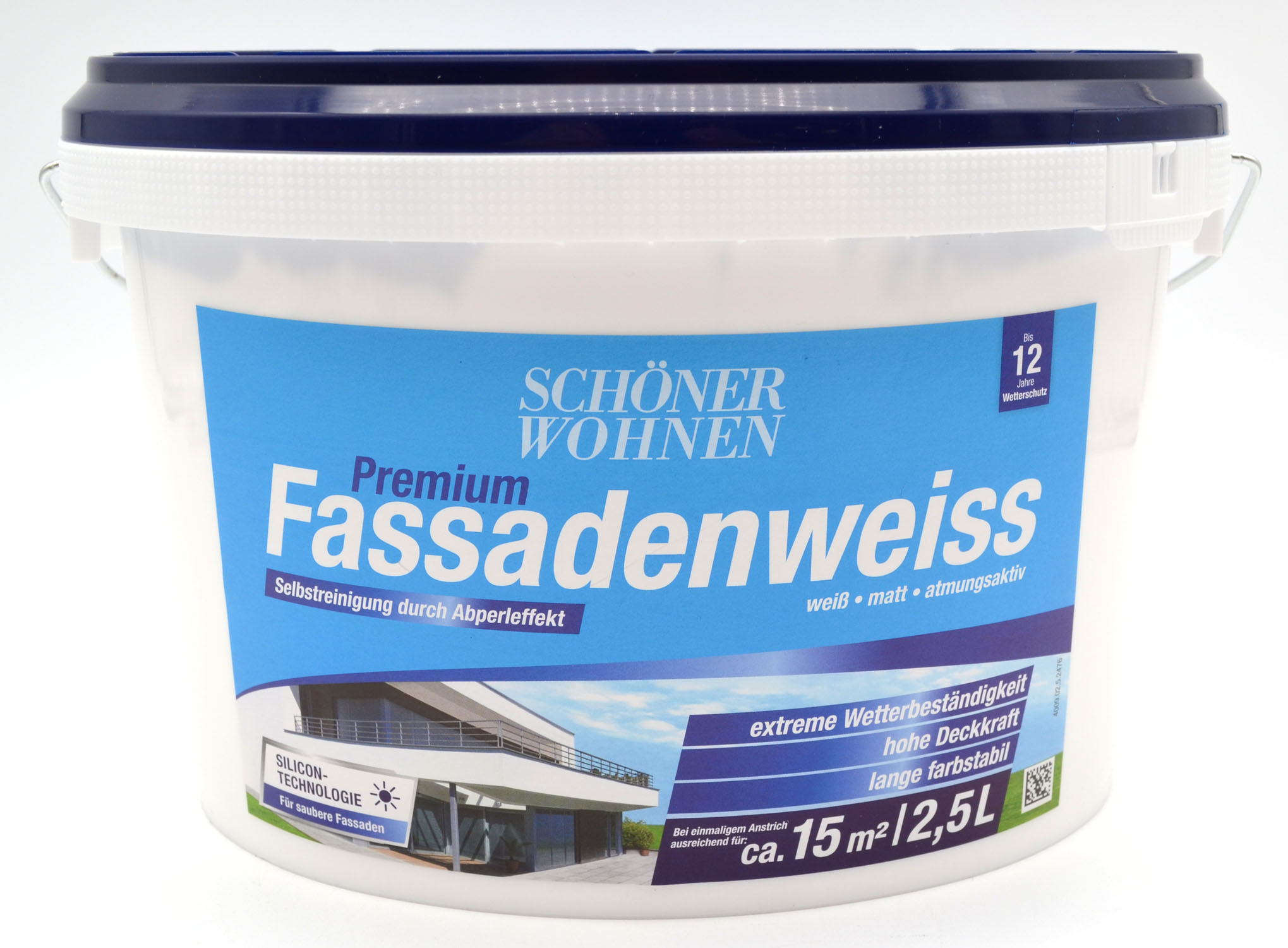 Siliconharz-Fassadenfarbe mit Abperleffekt 2,5 l 