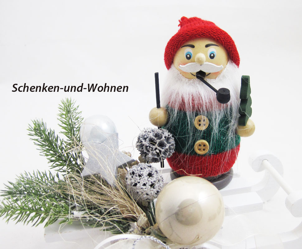 Räucherfigur " Strickpüppchen " Wichtel mit Bäumchen ca. 13 cm