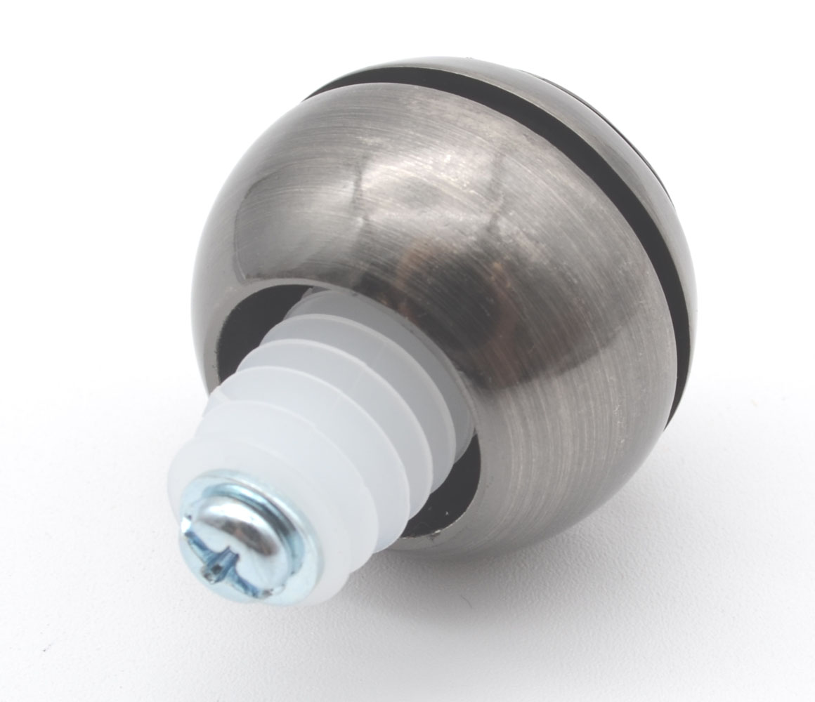 1 Endstück „Carrera“ – Kugel mit Rillen – Ø 35 mm – Platin – für Ø 19 mm 