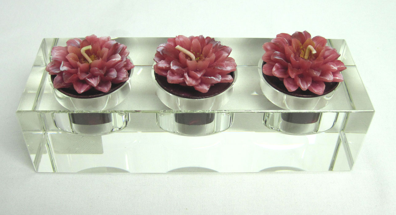 Kristallglas-Teelichthalter 3 flammig Glasklar ca. 16,5x4,5x6,0 cm L/H/B