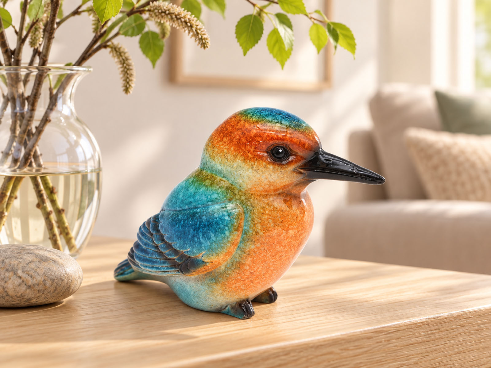 Eisvogel 10 cm aus Kunststein Handbemalt – Variante V1 