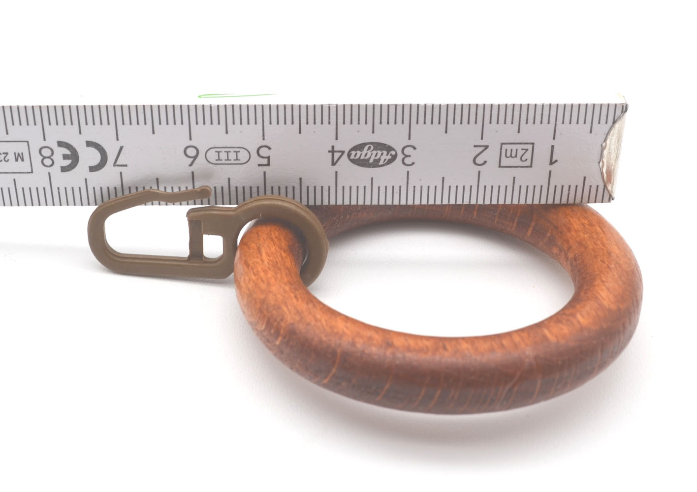 14 Stück Holz-Ring mit Faltenhaken für Stangen mit Ø 28mm Kirschbaum