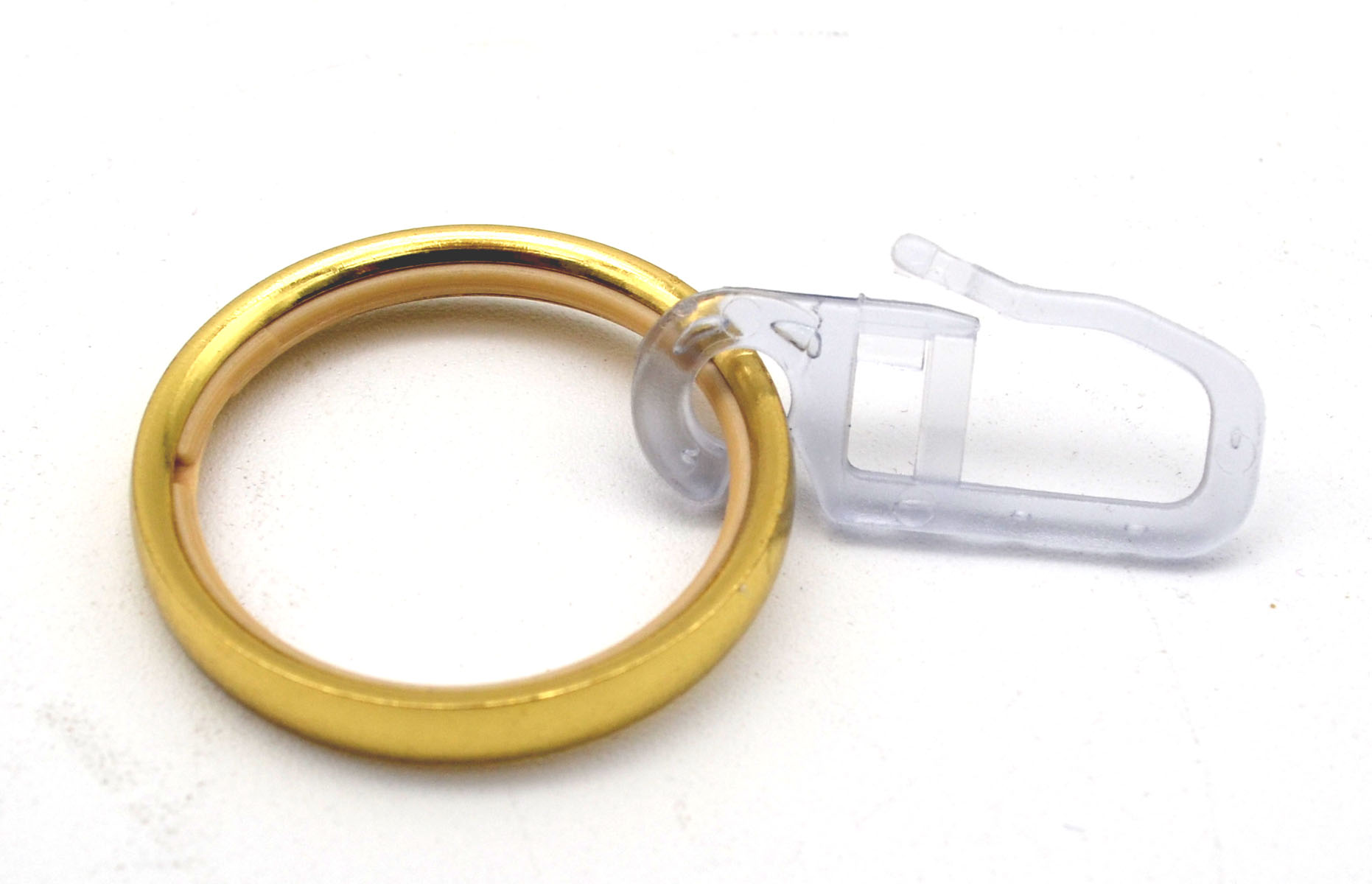 4 Ringe mit Faltenhaken messingfarben und Kunststoff-Einlage für Stil 20 mm