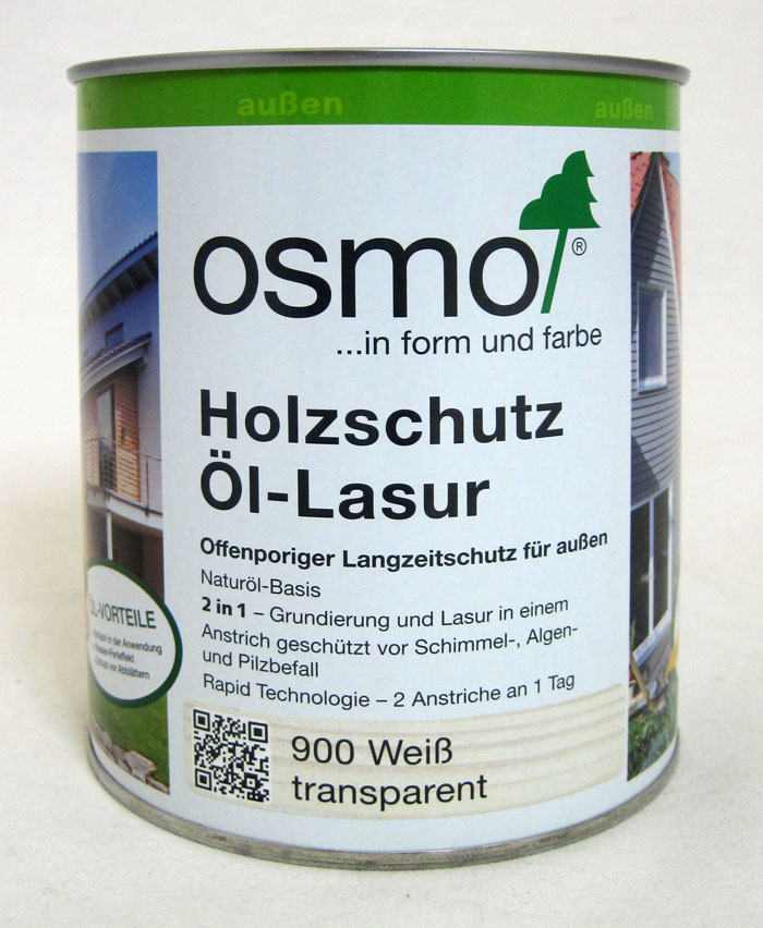 Osmo Holzschutz Öl-Lasur 900 Weiß transparent 750ml