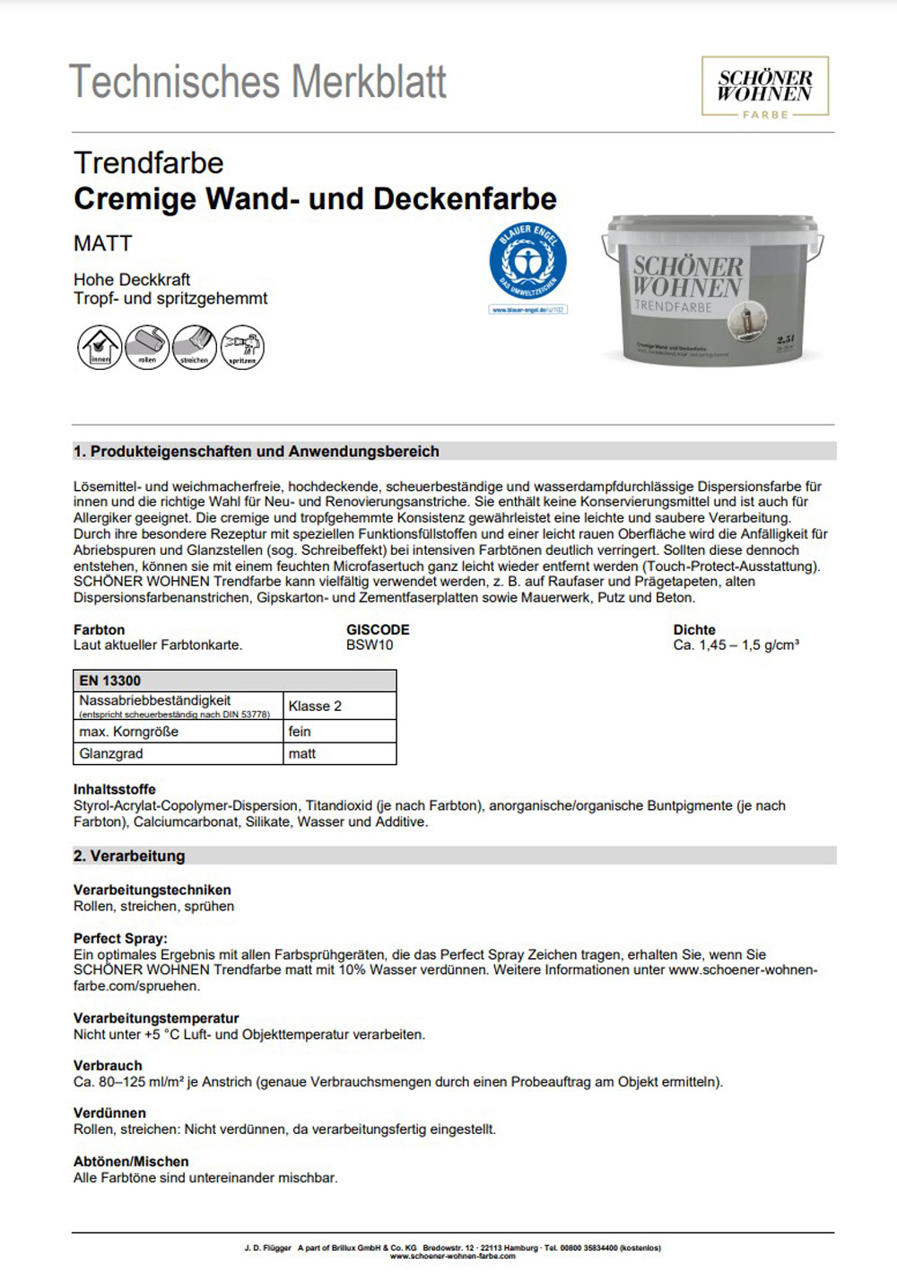 Schöner Wohnen Trendfarbe 4550 Donut matt 50 ml Tester für 0,5m²