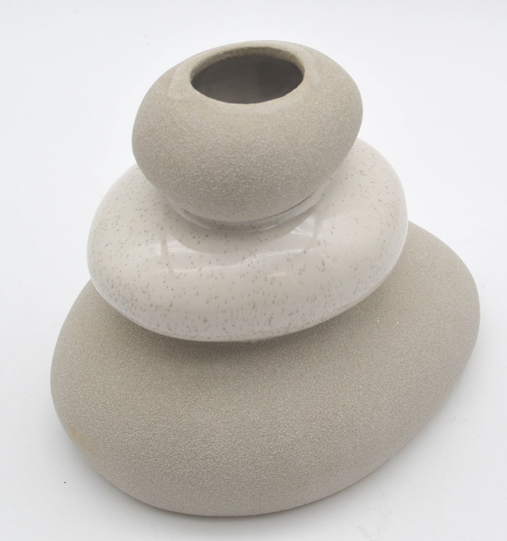 Keramik-Vase Steindaube "Stones" 15,5x18x13 cm graubraun
