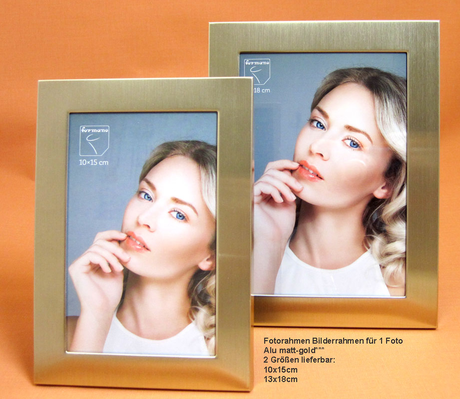 Fotorahmen Bilderrahmen für Fotos ca.13x18 cm Alu matt-gold