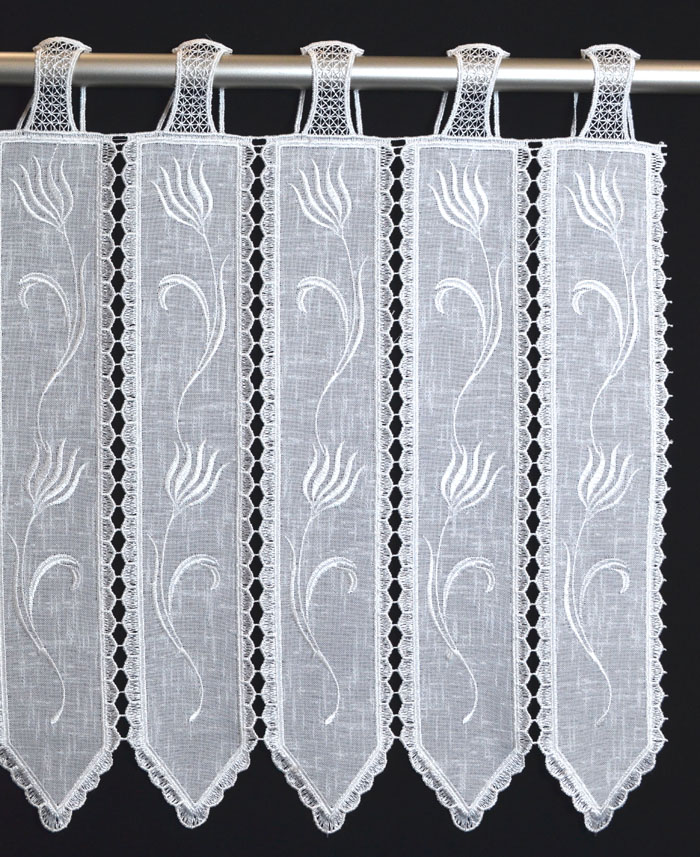 Kurzgardine Stickereipanneau Leinenoptik 45 cm x 16 cm (2 Teile)