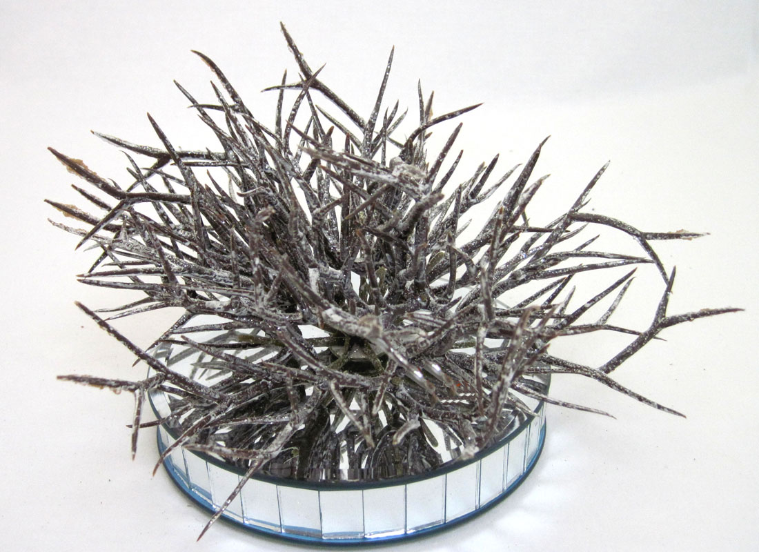 Winterliche Tischdekoration mit Glitzer Braun-Weiß ca. 25 cm