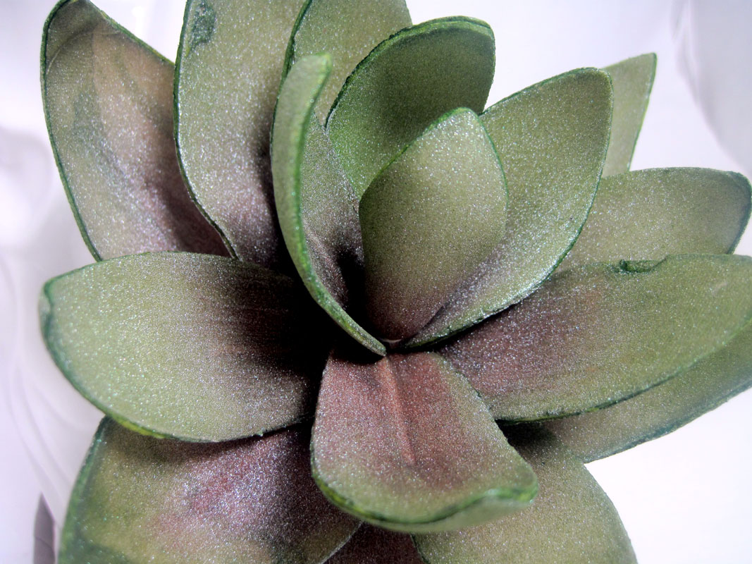 Sukkulentenzweig künstl., grün mit Perlmutglitzerüberzug, ca.40cm lang, Ø 15cm