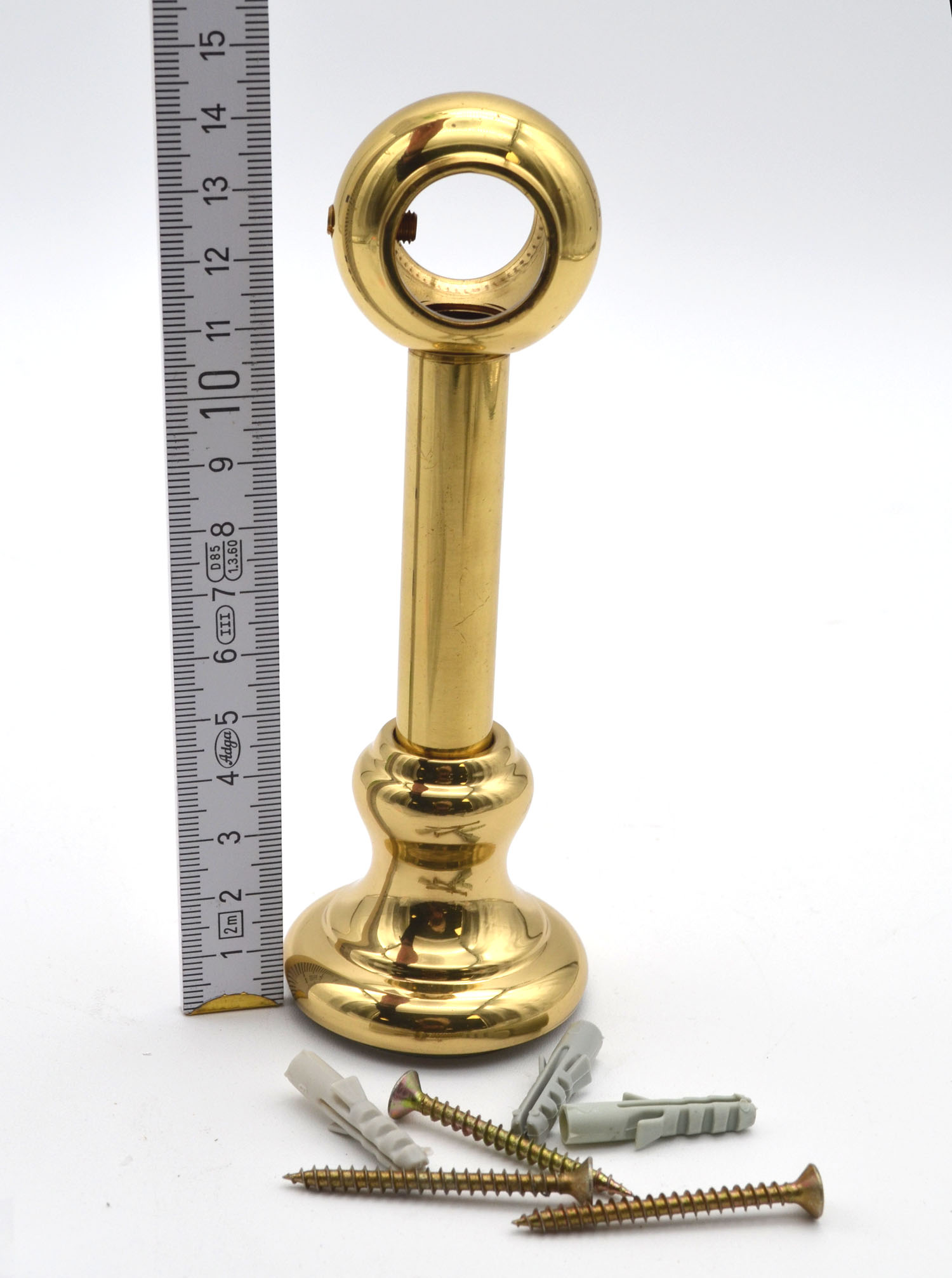 1 Wandträger geschlossen für Stil Ø 20 mm Messing poliert WA 12,5 cm