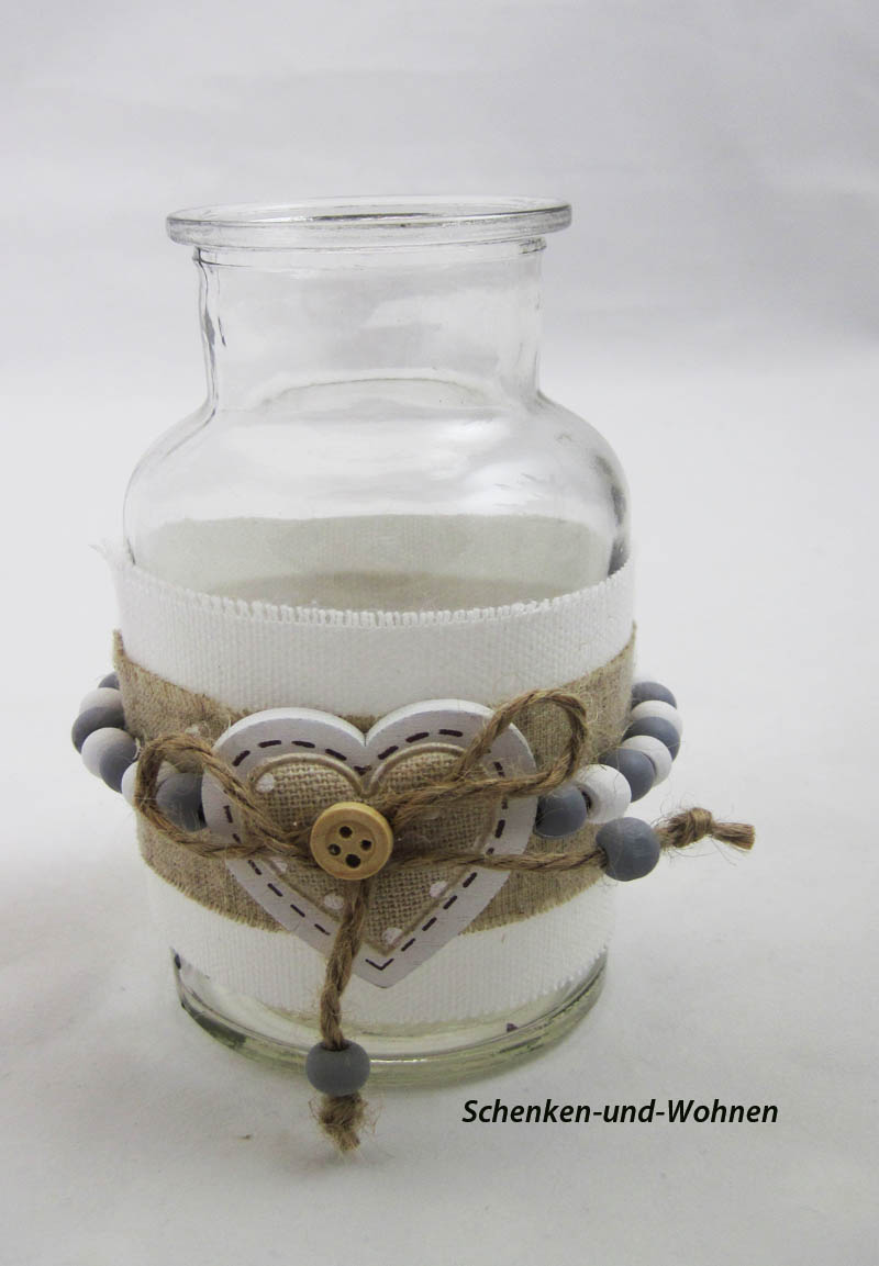 Deko-Flasche im romantischem Landhausstil ca. 12 cm