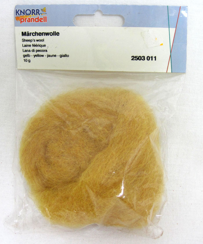 Märchenwolle Sheep`s wool gelb Floristenbedarf Hobbybedarf ca. 10g