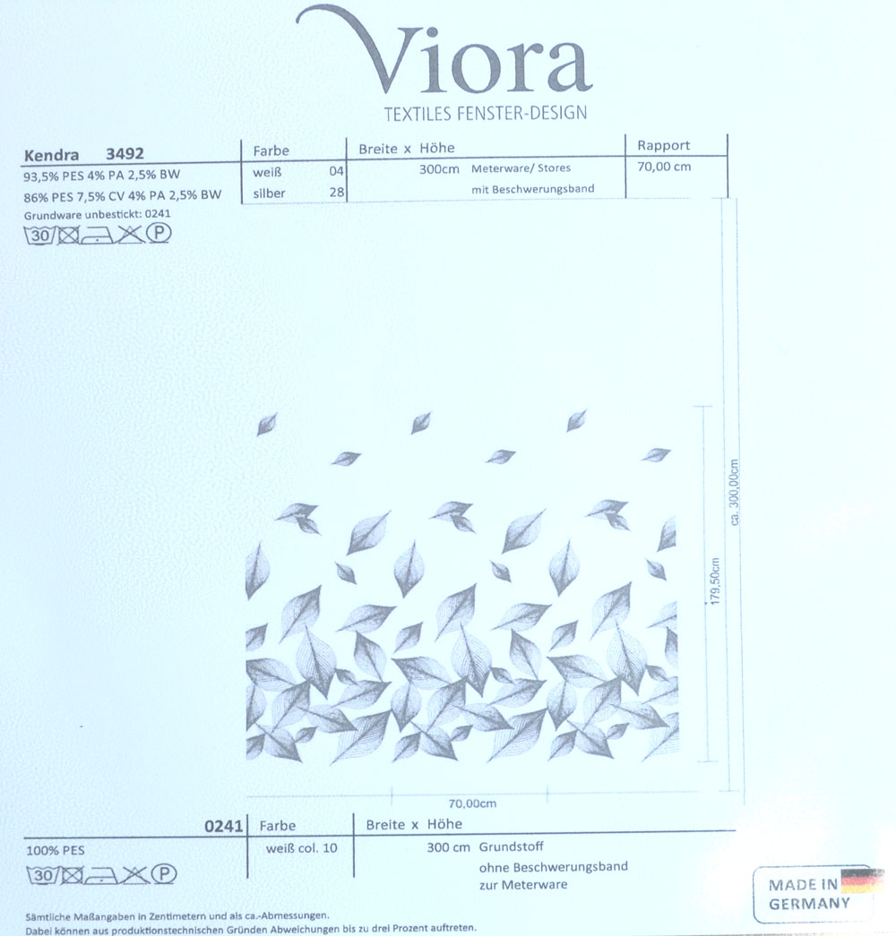 Stickereistores Meterware Kendra 3492 Höhe 300 cm weiss