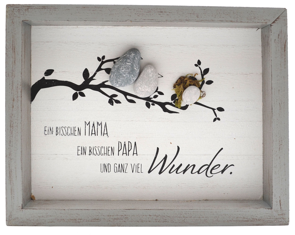 Steinbild rechteckig "Wunder"  Spruch MDF grau 25 x 19,5 x 3,5 cm Steinbild rechteckig "Wunder"  Spruch MDF grau 25 x 19,5 x 3,5 cm