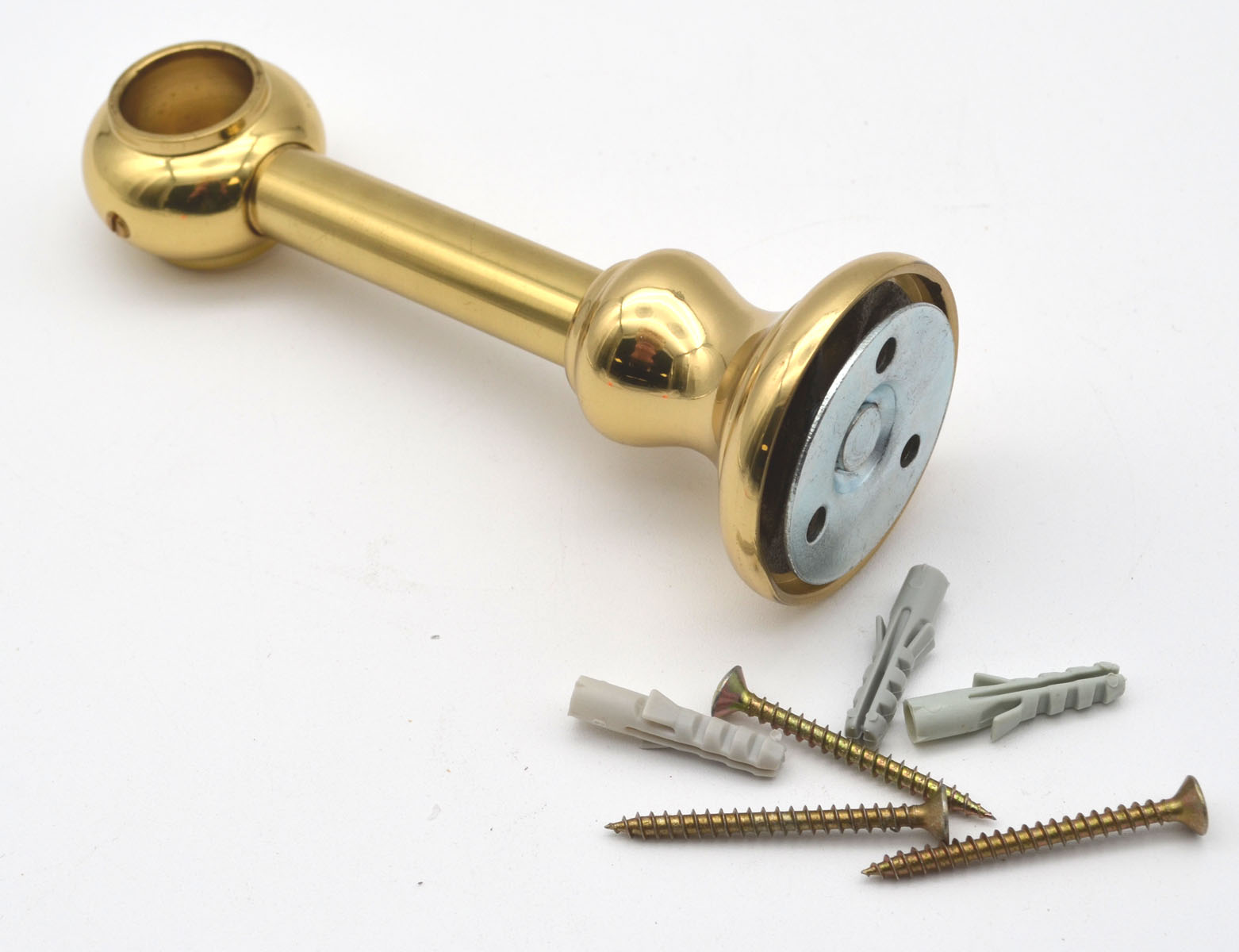 1 Wandträger geschlossen für Stil Ø 20 mm Messing poliert WA 12,5 cm