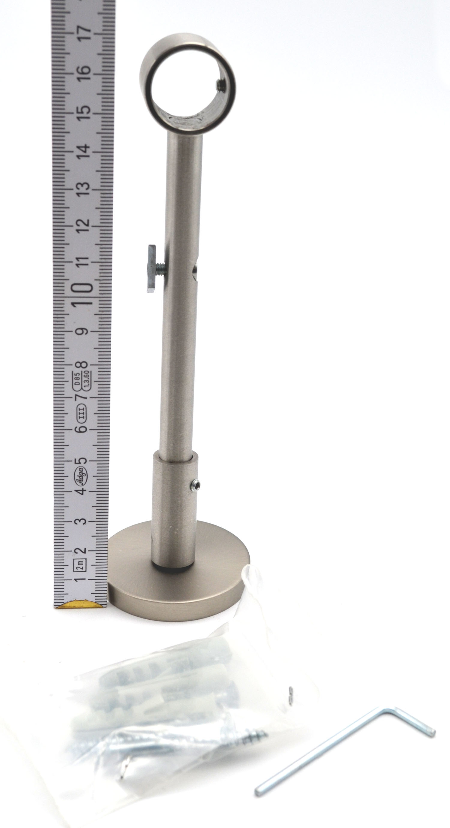 1 Träger für Rundstoresschiene 20 mm doppelläufig Edelstahl WA 15,5 cm