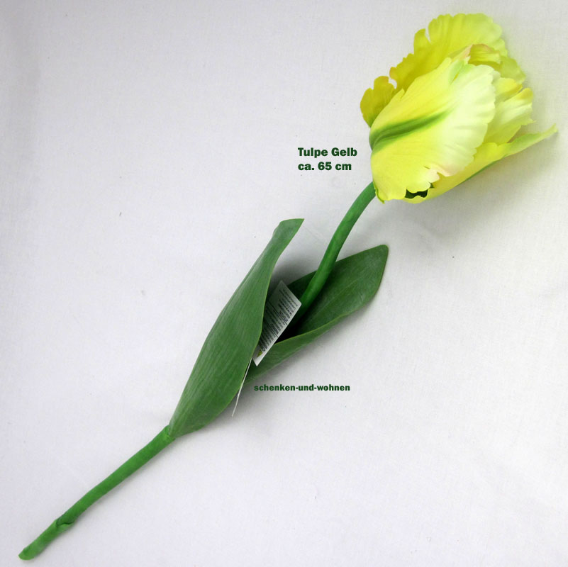 1Kunstblüte - Tulpe Gelb/Grün ca. 65 cm Gesamtlänge