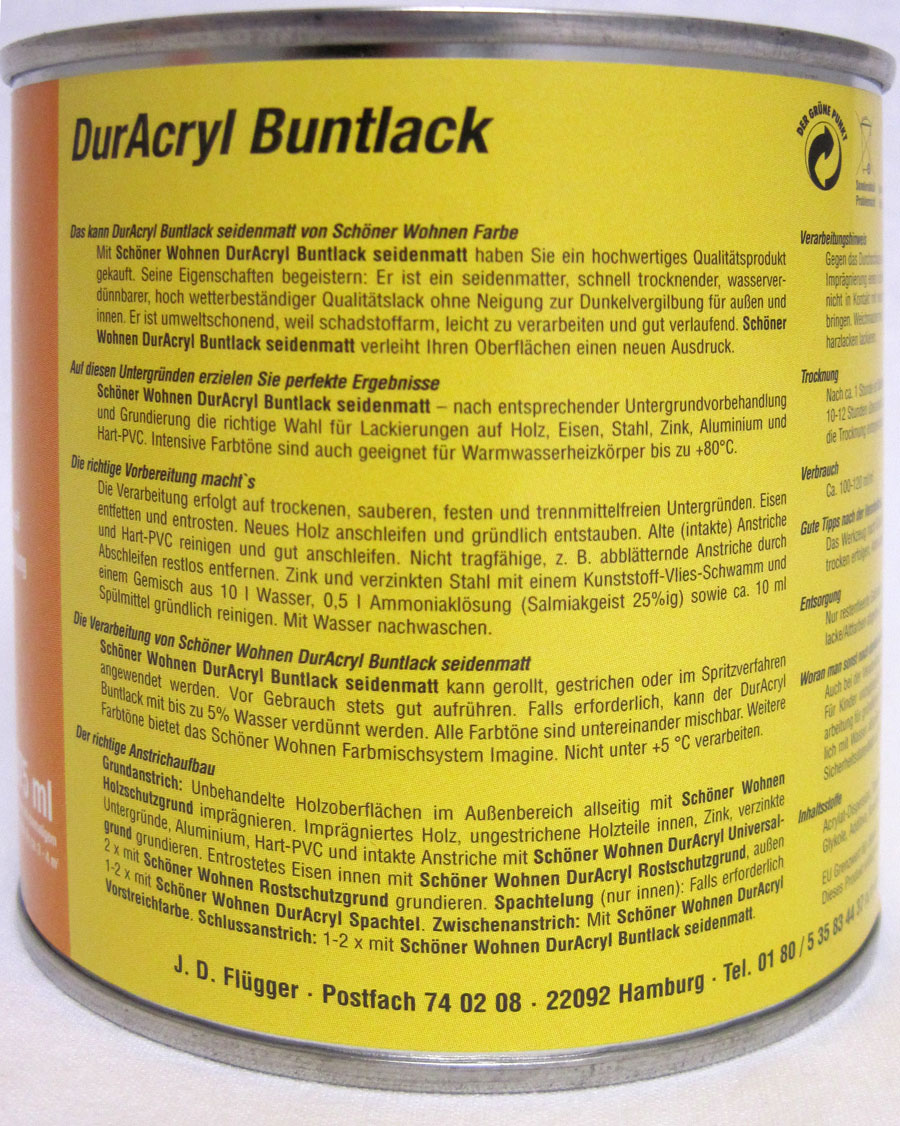 DurAcryl Buntlack seidenmatt Feuerrot 375 ml