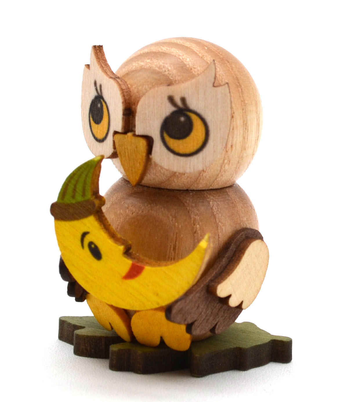 Kuhnert - Eulenkind mit Mond zum Stellen - Holzfigur ca. 4 cm 