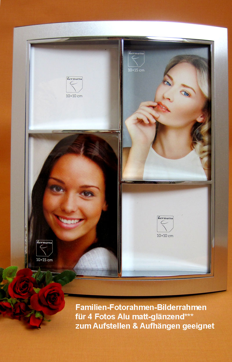 Familien-Fotorahmen-Bilderrahmen für 4 Fotos Alu matt-glänzend