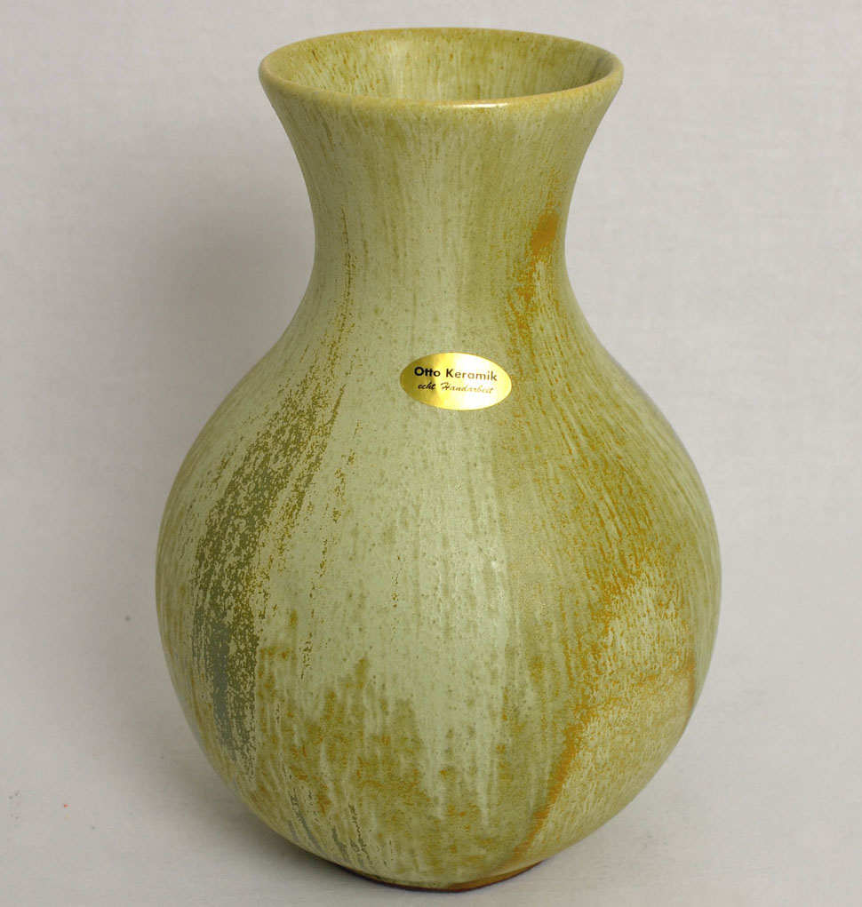 Bodenvase Keramik 34 cm grün Echt Handarbeit