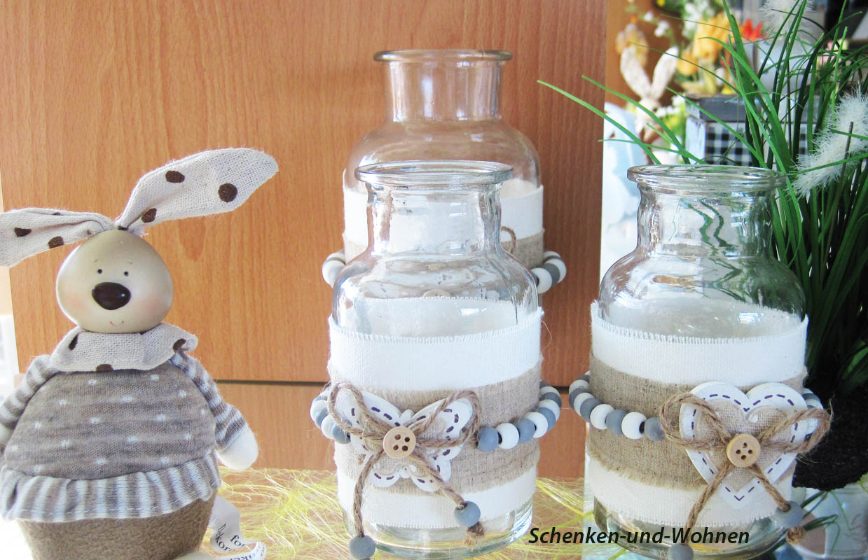 Deko-Flasche im romantischem Landhausstil ca. 12 cm