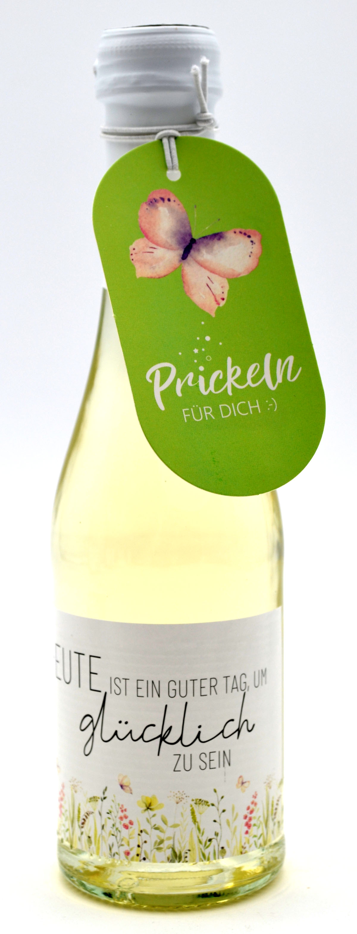 Perlwein Prickeln 0,2 l "Glücklich sein" mit Geschenkanhänger  