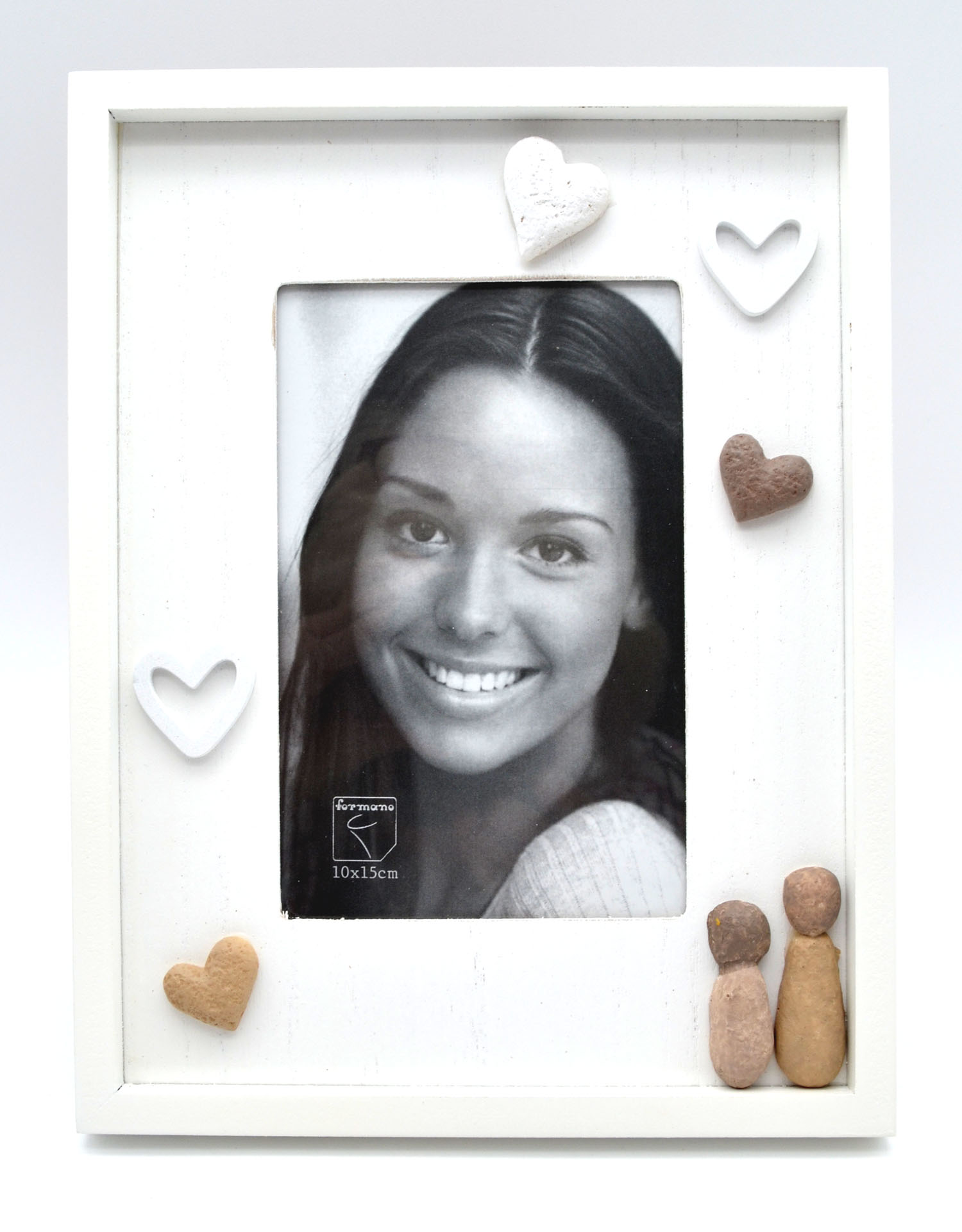Fotorahmen mit Herzen in Holz-Steinoptik – 10 × 15 cm, 2 Varianten