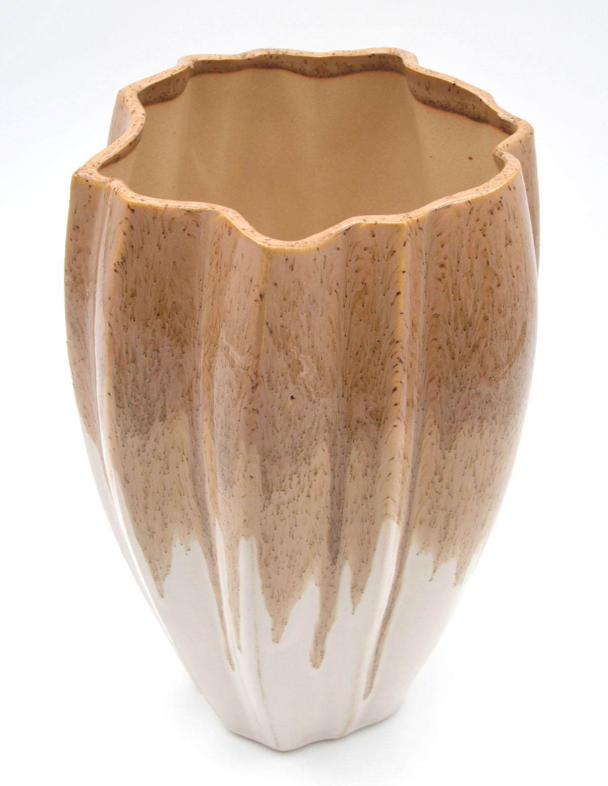 Keramik-Vase Kallisto 24 cm hoch beige-braun