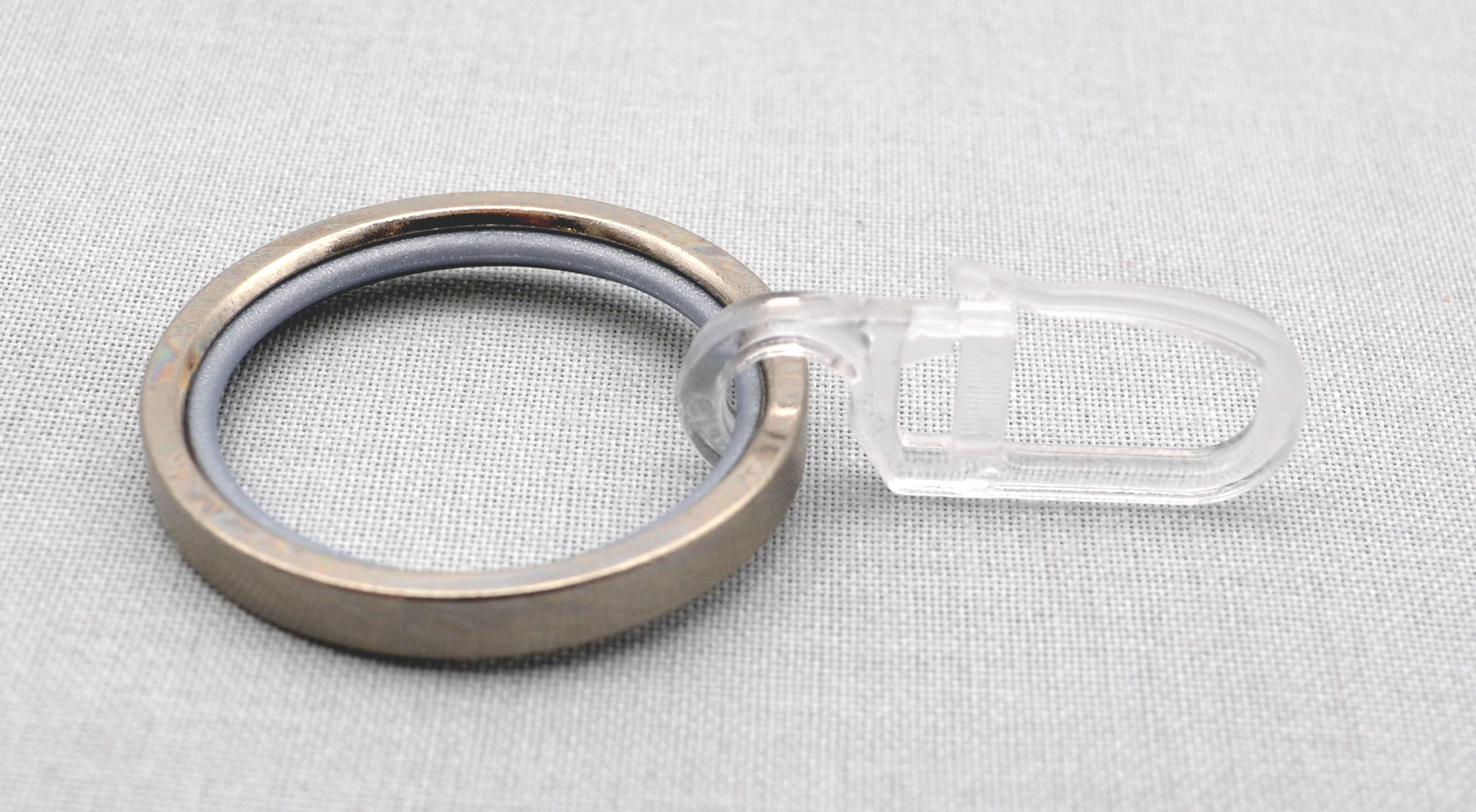 5 Ringe mit Faltenhaken edelstahlfarben kantig mit Gleiteinlage für Stil 16-20 mm